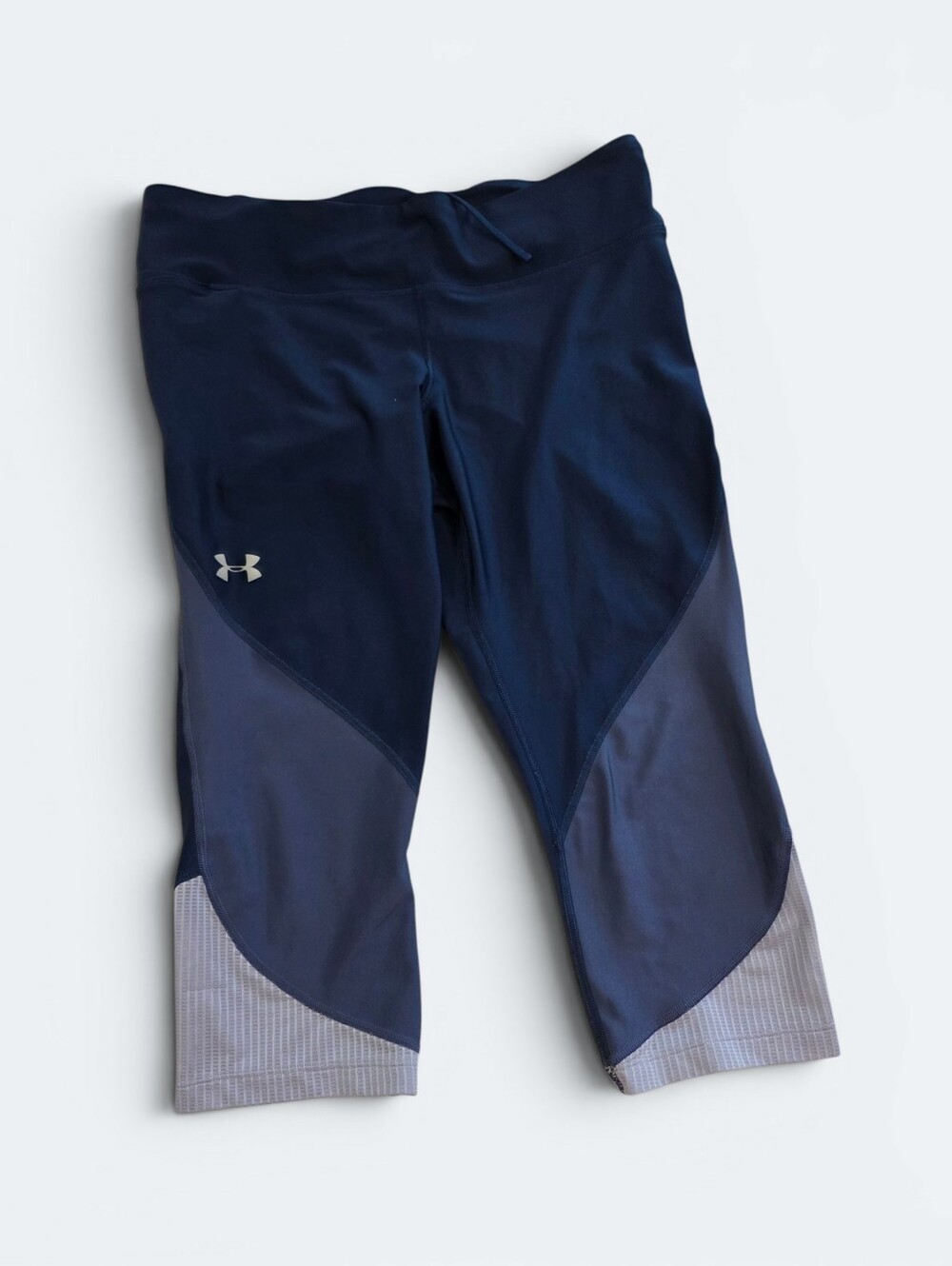 Under Armour HeatGear Colorblock Capri Leggings Navy Blue Gray Size XL